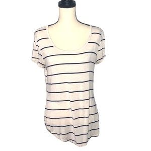 Eye Candy Off White Striped Short Sleeve Shirt size Large